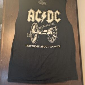 AC/DC For Those About To Rock Cannon Graphic Sleeveless Muscle Tank Top Black L